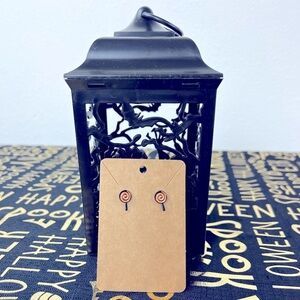 Halloween Earrings - Orange & Black Lollipop